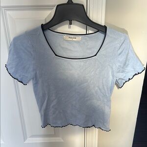 Light Blue Ruffled Short Sleeve 8 Seconds Women's Tee Tshirt Top Size S